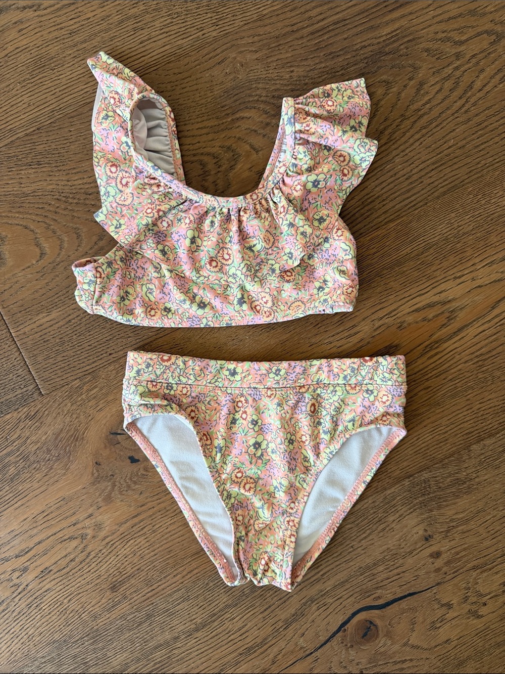 Cotton On Girls Pink Floral Ruffle Bikini Set